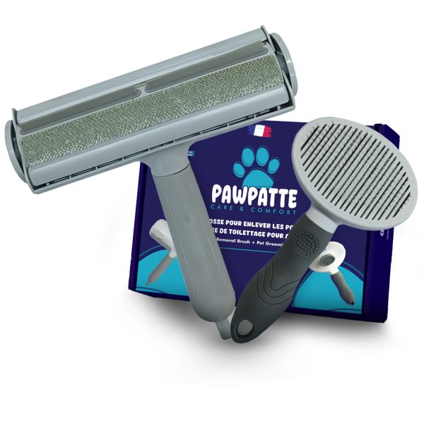 Pawpatte Pack 2 Brosses Autonettoyantes Anti Poils Animaux – Ramasse Poils + Brosse Toilettage Chien Chat Chaton, Réutilisables pour Canapé, Lit, Tapis, Voiture, Poils Morts et Sous-Poils