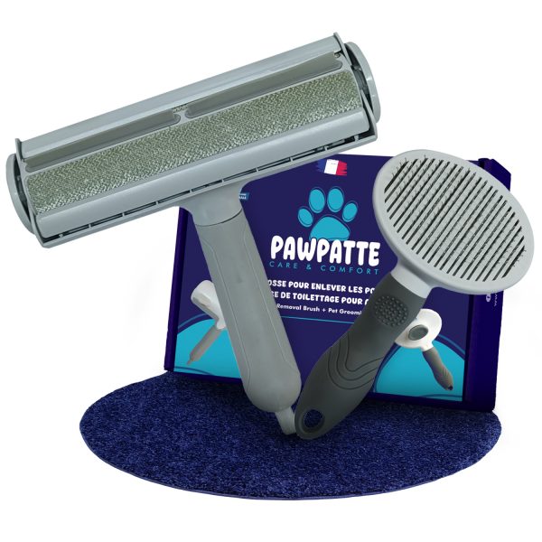 Pawpatte Pack 2 Brosses Autonettoyantes Anti Poils Animaux – Ramasse Poils + Brosse Toilettage Chien Chat Chaton, Réutilisables pour Canapé, Lit, Tapis, Voiture, Poils Morts et Sous-Poils