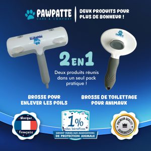 Pawpatte Pack 2 Brosses Autonettoyantes Anti Poils Animaux – Ramasse Poils + Brosse Toilettage Chien Chat Chaton, Réutilisables pour Canapé, Lit, Tapis, Voiture, Poils Morts et Sous-Poils
