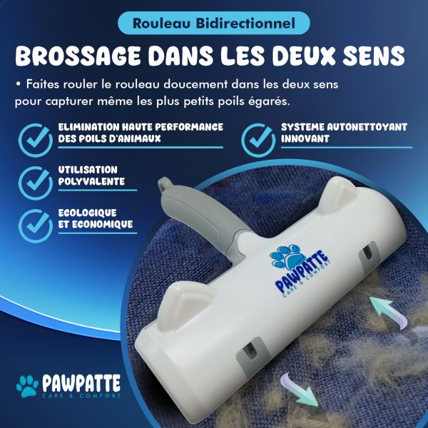 Pawpatte Pack 2 Brosses Autonettoyantes Anti Poils Animaux – Ramasse Poils + Brosse Toilettage Chien Chat Chaton, Réutilisables pour Canapé, Lit, Tapis, Voiture, Poils Morts et Sous-Poils