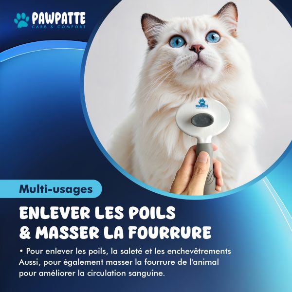 Pawpatte Pack 2 Brosses Autonettoyantes Anti Poils Animaux – Ramasse Poils + Brosse Toilettage Chien Chat Chaton, Réutilisables pour Canapé, Lit, Tapis, Voiture, Poils Morts et Sous-Poils