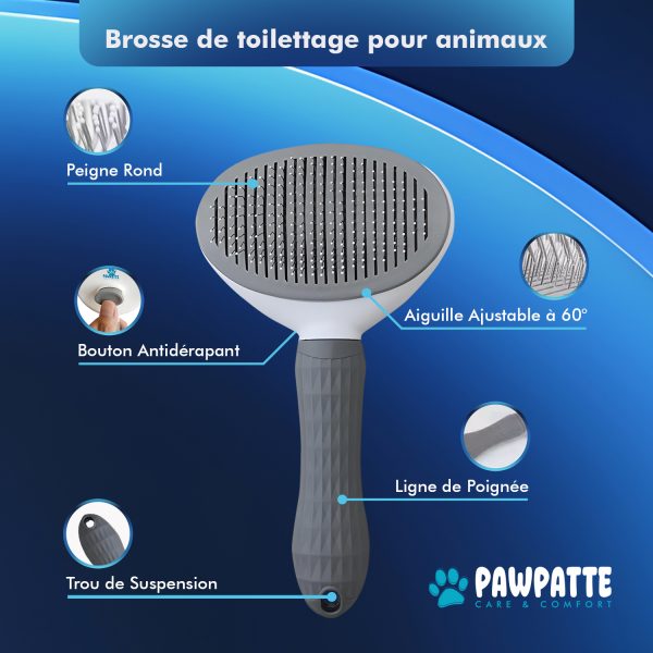 Pawpatte Pack 2 Brosses Autonettoyantes Anti Poils Animaux – Ramasse Poils + Brosse Toilettage Chien Chat Chaton, Réutilisables pour Canapé, Lit, Tapis, Voiture, Poils Morts et Sous-Poils