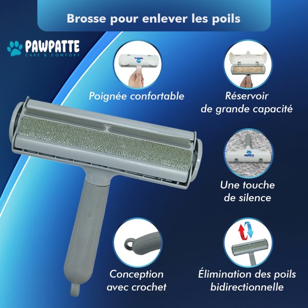 Pawpatte Pack 2 Brosses Autonettoyantes Anti Poils Animaux – Ramasse Poils + Brosse Toilettage Chien Chat Chaton, Réutilisables pour Canapé, Lit, Tapis, Voiture, Poils Morts et Sous-Poils